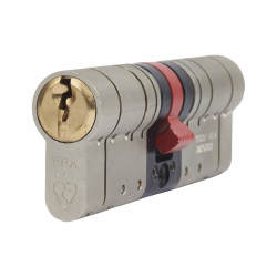 ERA 3 Star Sold Secure 6 Pin Fortress 85mm Euro Double Cylinder - 40 + 45mm - Sat Nickel/Pol Brass