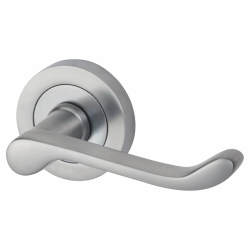 Touchpoint Satin Chrome Victorian Summer Scroll Door Handles on Round Rose