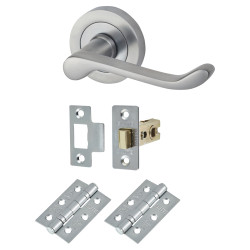 Touchpoint Satin Chrome Victorian Summer Scroll Latch Door Handles on Rose Pack