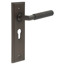 Burlington by Frelan Dark Bronze Fire Rated Euro Lock Door Handles - Piccadilly - 200 x 55mm