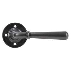 From The Anvil Aged Bronze Door Handles on Round Fixed Rose - Newbury Range