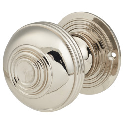 Hampstead Polished Nickel Georgian Ringed Mortice/Rim Door Knob - 65mm Rose Diameter