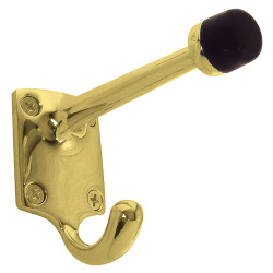 Hampstead Cubical Single Hat & Coat Hook with Buffer - 85 x 55mm - Polished Brass