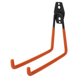 Tubular Garage and Shed Double Storage Hook - 190mm Depth - Black & Orange