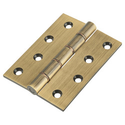 Double Phosphor Bronze Washered Butt Door Hinge - 100 x 75 x 4mm - Antique Brass - Pair