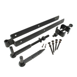 GateMate Heavy Duty Adjustable Field Gate Hinge Set - 600 x 75mm - Black Galvanised