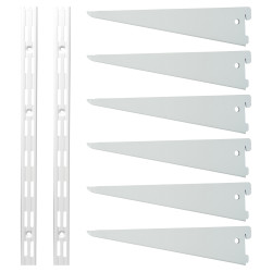 Altro Twin Slot Shelving Kit - 2 x 2000mm Shelf Wall Uprights & 6 x 370mm Shelf Brackets - White