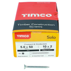 TIMCO Solo Chippy Pozi Countersunk Wood Screws - 5.0 x 50mm - Zinc Plated - Pack of 200