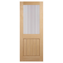 LPD Mexicano Half Light Clear & Frosted Lines Pre-Finished Solid Internal Door - 1981 x 686mm - Oak