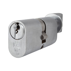 Eurospec 10 Pin 70mm Oval Thumbturn Cylinder - 35mm Turn + 35mm - Satin Chrome - Keyed to Differ