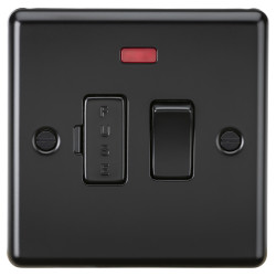 Knightsbridge 13A 1 Gang Round Edge Switched Fused Spur with Neon - Matt Black
