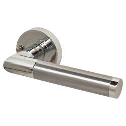 Excel Polished/Satin Chrome Privacy Door Handles on Round Rose - Serena Range