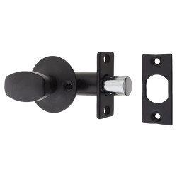 British Pattern Door Rack Bolt & Oval Turn - Smooth Black