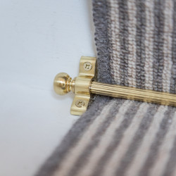 Altro Lines Stair Rod with Round Bulb Finials - 900mm Length - Satin Brass