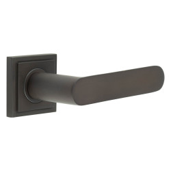 Burlington by Frelan Dark Bronze Fire Rated Door Handles on Square Stepped Rose - Kensington Range