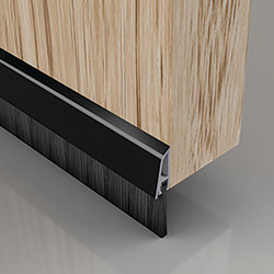 Stormguard Concealed Fixed Bottom Door Brush - 838mm Length - Brush Size 25mm - Black