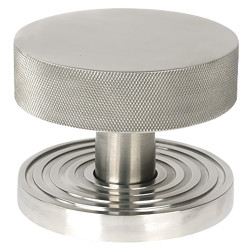From The Anvil Brompton Round Knurled Centre Door Knob on Beehive Rose - 90mm Rose - Sat Stainless