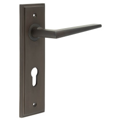Burlington by Frelan Dark Bronze Fire Rated DIN Euro Lock Door Handles - Mayfair - 200 x 55mm