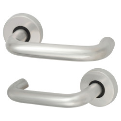 Touchpoint Satin Aluminium 19mm Return to Door Handles on Round Rose