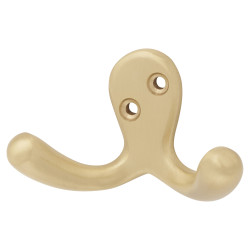 Alexander & Wilks Victorian Double Coat Hook - 30 x 24mm - Satin Brass