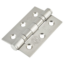 Twin Ball Bearing Grade 7 Butt Fire Door Hinge - 76 x 51 x 2mm - Satin Stainless Steel - Pair