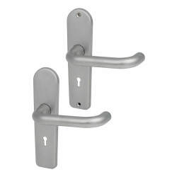 Union Satin Stainless Steel Return to Door Keyhole Lock Door Handles - 3K70 Range - 200 x 50mm