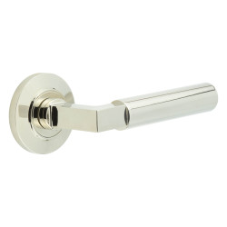 Burlington by Frelan Polished Nickel Fire Rated Door Handles on Round Chamfered Rose - Westminster Range
