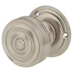 Hampstead Satin Nickel Georgian Ringed Mortice Door Knob - 55mm Rose Diameter