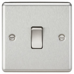 Knightsbridge 10AX 1 Gang 2 Way Round Edge Light Switch - Brushed Chrome
