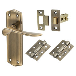 Altro Antique Brass Latch Door Handles Pack - Rome Range