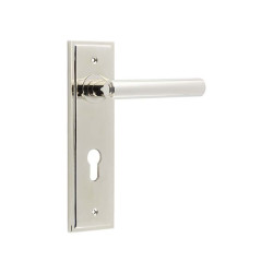 Burlington by Frelan Polished Nickel Fire Rated DIN Euro Lock Door Handles - Richmond - 200 x 55mm