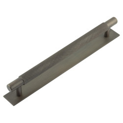 Hoxton by Frelan Taplow 18mm Knurled T-Bar Cabinet Pull Handle on Plain Backplate - 224mm c/c - Dark Bronze