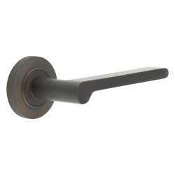 Burlington by Frelan Dark Bronze Fire Rated Door Handles on Round Chamfered Rose - Fitzrovia Range