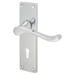 Touchpoint Polished Chrome Victorian Scroll Keyhole Lock Door Handles - 155 x 42mm