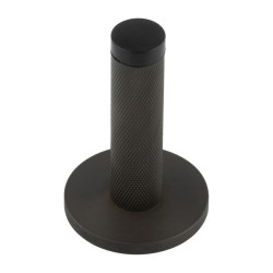 Burlington by Frelan Knurled Projection Door Stop on Plain Rose - 76mm Projection - Dark Bronze