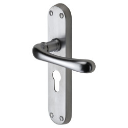 M Marcus Satin Chrome Euro Lock Door Handles - Donna Range - 183 x 42mm