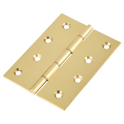 Double Phosphor Bronze Washered Butt Door Hinge - 100 x 75 x 2.5mm - Polished Brass - Pair