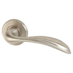 Altro Satin Stainless Steel Door Handles on Round Rose - Swept 3 Range