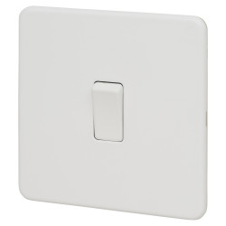 Knightsbridge 10AX 1 Gang 2 Way Screwless Flat Plate Light Switch - Matt White
