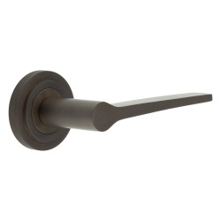 Burlington by Frelan Dark Bronze Fire Rated Door Handles on Round Stepped Rose - Knightsbridge Range