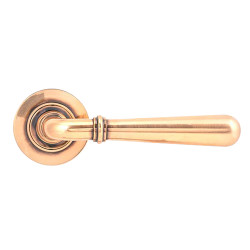From The Anvil Polished Bronze Door Handles on Round Screw On Rose - Newbury Range
