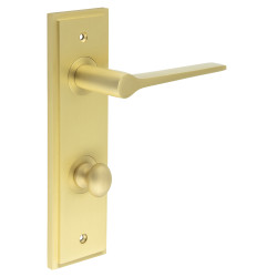 Burlington by Frelan Satin Brass Fire Rated DIN Bathroom Door Handles - Knightsbridge - Inner 1 - 200 x 55mm
