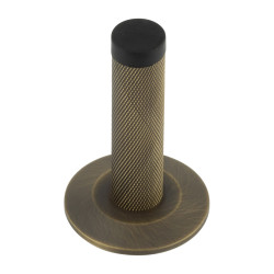 Burlington by Frelan Knurled Door Stop on Chamfered Rose - 76mm Projection - Antique Brass