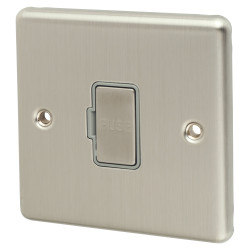 Eurolite Enhance Decorative 13A 1 Gang Unswitched Fused Spur - Satin Steel with Grey Inserts