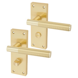 Altro Satin Brass Reeded Bathroom Door Handles - Lily Range - 155 x 55mm