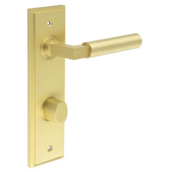 Burlington by Frelan Satin Brass Fire Rated DIN Bathroom Door Handles - Westminster - Inner 2 - 200 x 55mm