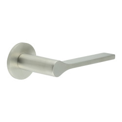 CRES by Frelan Satin Stainless Steel Sprung Fire Rated Door Handles on Round rose - CR-105 Range