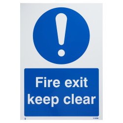 Altro Fire Exit Keep Clear Sign - 210 x 297mm - Rigid Plastic