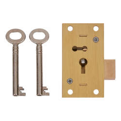 4 Lever Straight Cupboard Lock - 63 x 35mm - Keyed Alike - Polished Brass