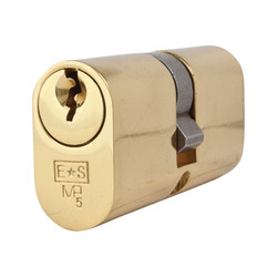 Eurospec 5 Pin 60mm Oval Double Cylinder - 30 + 30mm - Polished Brass - Keyed Alike